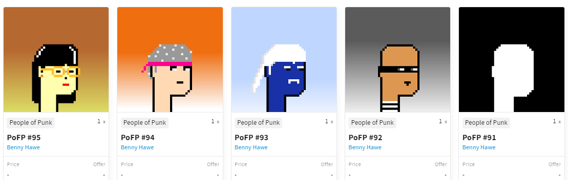 bennyhawe's tweet photo. #PoFP NEW DROP !!
People oF Punk #91 - #95 is ready.
get them here : https://t.co/NTAszE1F7a
(place ur offer min. 1.1 XTZ, and i will automatically accept).
LFG !! https://t.co/URWDPQ5MCP
