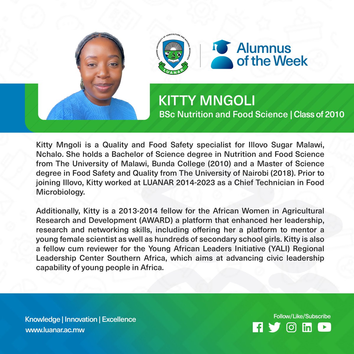 Meet our Alumnus of the Week: Kitty Mngoli