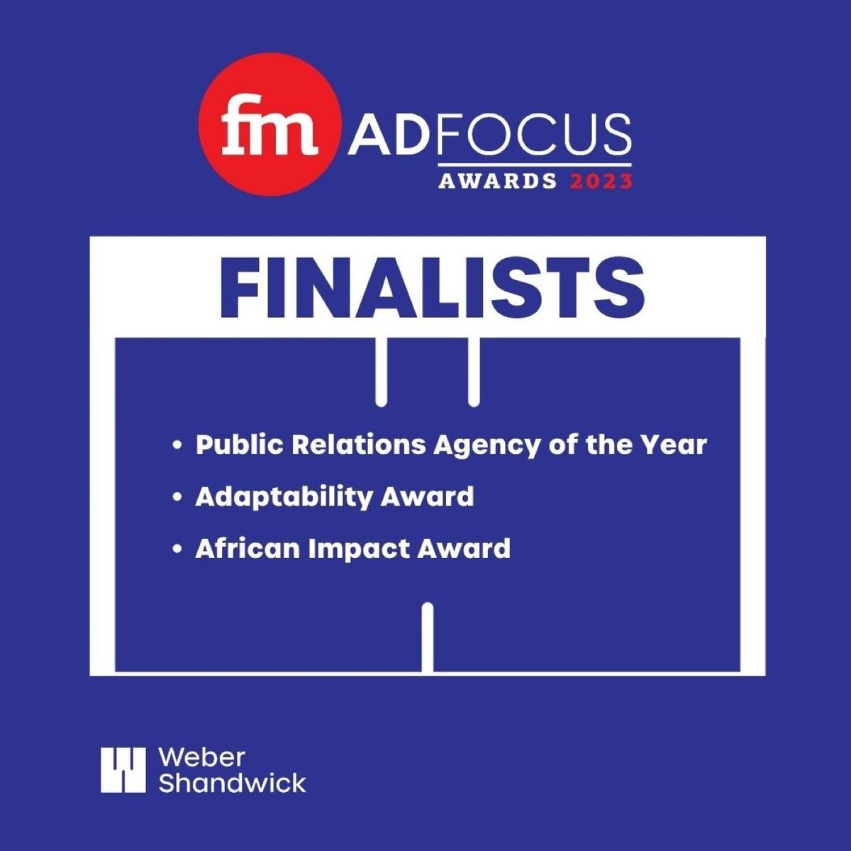 Last week, Weber Shandwick was nominated as a finalist in the 3 categories we entered at the 2023 AdFocus awards. We are one of two agencies with the most nominations and we are extremely proud of this achievement. #adfocus #webershandwick #teamwork