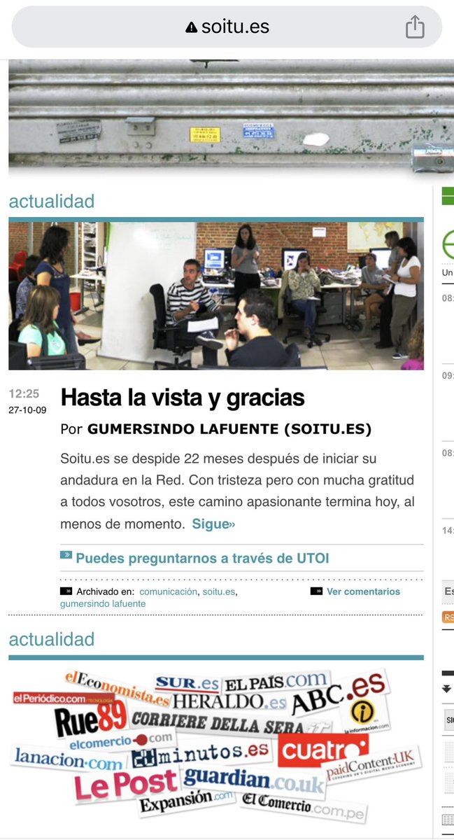 maaart_e's tweet photo. Tras la crisis del 2008, el periódico online https://t.co/0pM1EiuKKl se despedía después de haber abierto camino como uno de los primeros proyectos de prensa íntegramente digital en España en octubre de 2009.#espiritured
🧵🧵⬇️⬇️ https://t.co/chmt7b8eMq