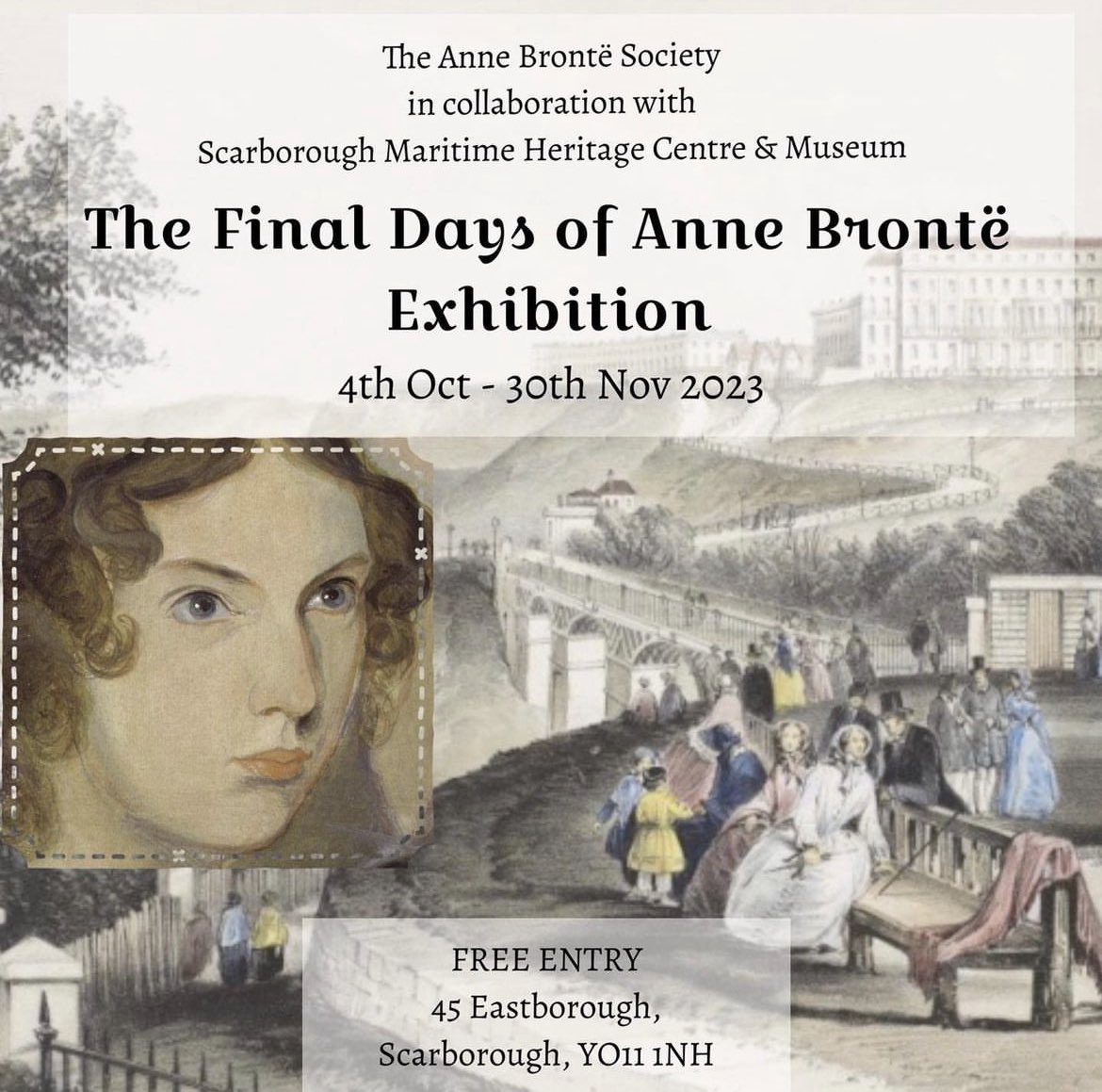 Opening tomorrow! The Final Days of Anne Brontë, an exhibition dedicated to reflecting on her life, works, and final days in Scarborough 💐 FREE entry! #Scarborough #AnneBrontë @MaritimeScarb