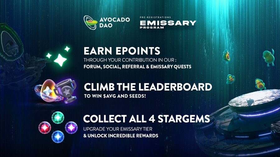 Avocadoguild's tweet photo. What is the #EmissaryProgram? 🤔
It’s our way of saying thank you for your participation and encouraging further contributions to #AvocadoDAO and our subsequent project!💚
Are you ready for the race to the top?🏃💨
Enroll now!👇
https://t.co/n3AQVrazaB
2/2 https://t.co/v9Cn6piFeL