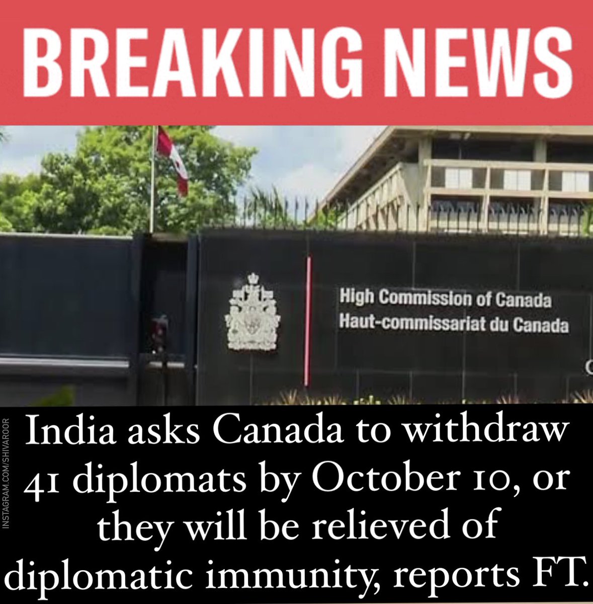 #Breaking 
In the midst of deteriorating diplomatic relations between #India and #Canada over the assassination of  a #Sikh leader and Canadian citizen, #HardeepSinghNijjar, India has asked #Canada to reduce the number of its diplomats by two thirds. 

#NewDelhi has asked #Canada…