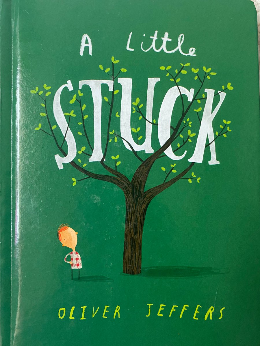 Books4Toddler's tweet photo. #Stuck by @OliverJeffers is a funny, absurd, brilliant story that my daughter loves. 

She always laughs out loud when we read it. 🪁

When Floyd gets his kite stuck on a tree he throws so many things to knock it down but only a little saw can help. 

#books4kids #kidsbooks https://t.co/3iZR9jjjyW