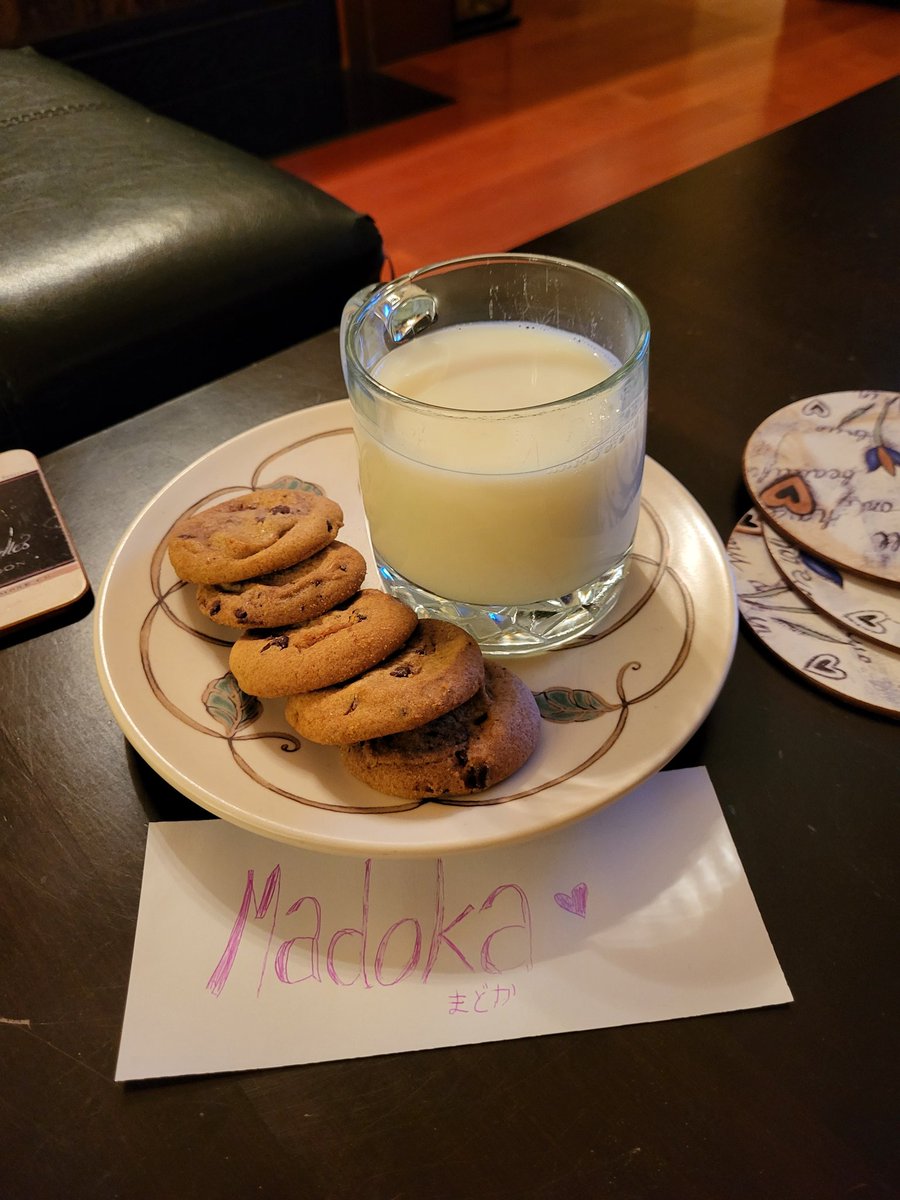 Putting out milk and cookies for #MadokaMagica on Magical Girl Christmas Eve. (Happy Birthday, Madoka!)