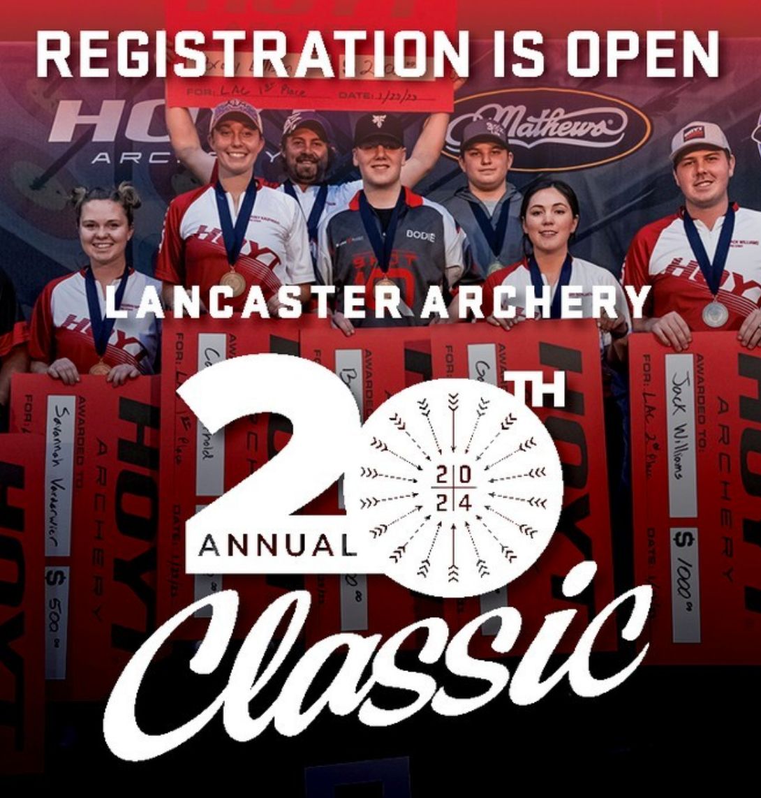 Let us know if you need anything #lancasterarchery
#vanetecvanes
Registration for the 2024 Lancaster Archery Classic - the 20th anniversary - is now open! buff.ly/3dKQeya