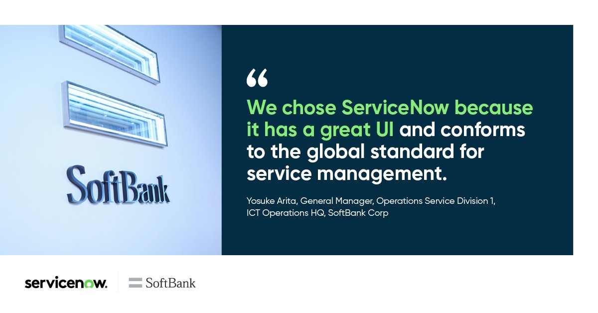 TokyoKjell's tweet photo. When SoftBank decided to centralize their teams and processes on a single platform, they looked to the most flexible option: ServiceNow. Their customers will be able to access what they need in one place, and even in multiple languages! https://t.co/zN8ypE267n https://t.co/y3Pgbv41JE