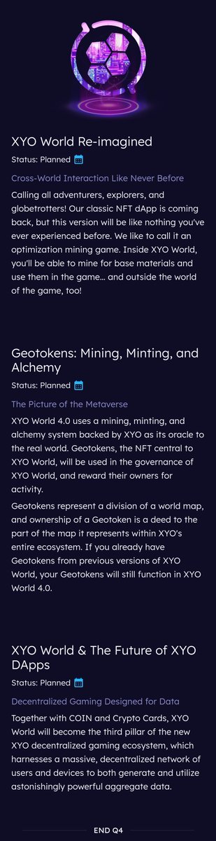 LewSales's tweet photo. #CryptoCardGame(By:XYO)
Today made me realize #XYO is one step closer to #CCG. The #CoinApp is fine-tuning The #CoinPickAxes. In the past 2 months, these #NFT's have grown up!
#XYOWorld is ...Close
We're in Q4, meaning minting will be live again, Remember: One Needs #XYO To Buy These GeoTokens!
Ideally breaking way for this Token to Break Out of this trend, these Projects will help strengthen the community while raising its value!