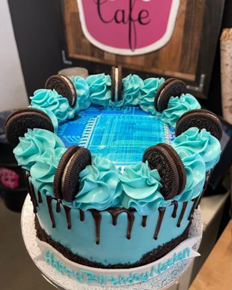 Happy #NationalTechiesDay. Our tweeter in chief, also our webmaster, a well seasoned  geek  encourages students to think ahead. Students seeking a career in #technology will find  many promising opportunities. And how about that  #cake? AI capable? Ask #Bard.