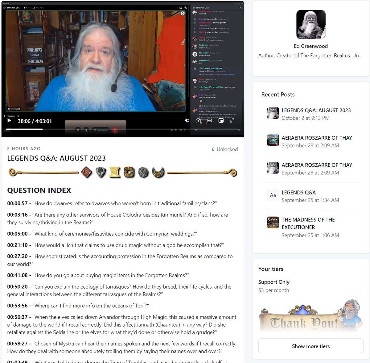 TheEdVerse's tweet photo. I just made the footage of August's live Q&amp;A session available to all of my patrons! It comes in at a whopping four hours. :}

We do these Q&amp;As monthly for my most involved supporters and post it for the rest of my patrons after a few weeks. I can't wait for another this Weds! https://t.co/XO7sqHbmwi