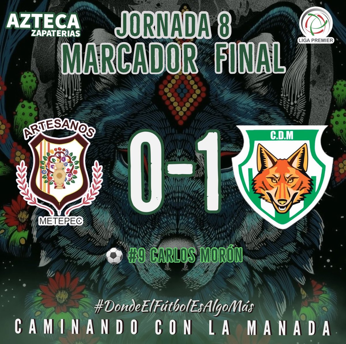 ⚽️| 𝐆𝐀𝐍Ó 𝐄𝐋 𝐅𝐔𝐓𝐁𝐎𝐋!

Salimos del Tecnológico de Toluca  con los 3 PTS pese a los factores que se presentaron durante el partido donde nuestros Lobos manejaron el partido y salieron avantes en calidad de visitante en la casa de Artesanos Metepec.
#CaminandoConLaManada