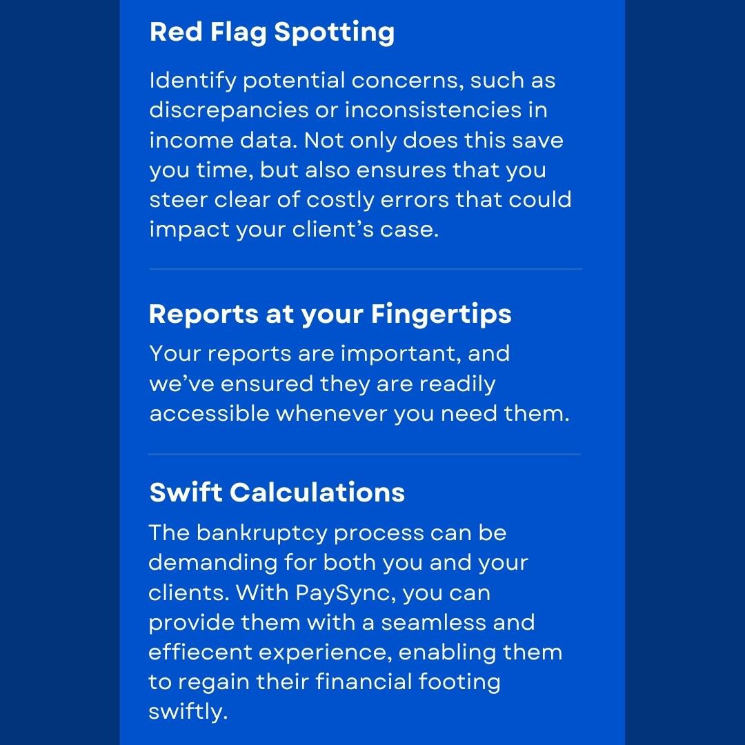 paysyncapp's tweet image. Introducing PaySync: Revolutionizing Bankruptcy Case Management! Say goodbye to manual income review and hello to efficiency. #PaySync #bankruptcylawyer #automateyourworkflow #legaltech #automation #incomereview, #law #paystubs #debt