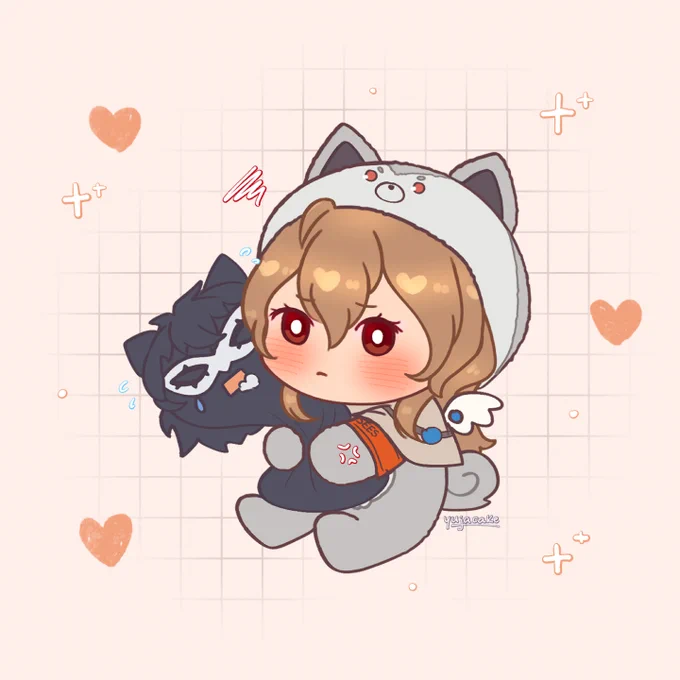 day 3 of my october art trades!! fem akechi in the koromaru onesie for   #P5 #Persona5