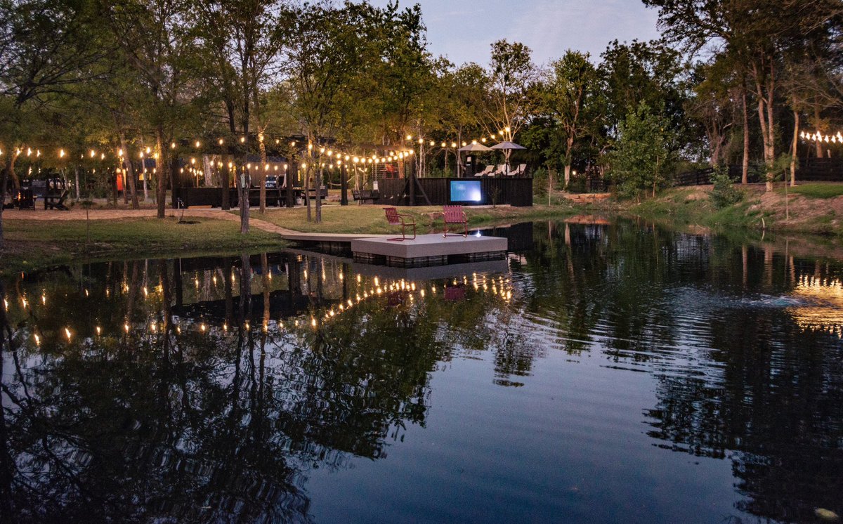 Waters Edge Commons at dusk