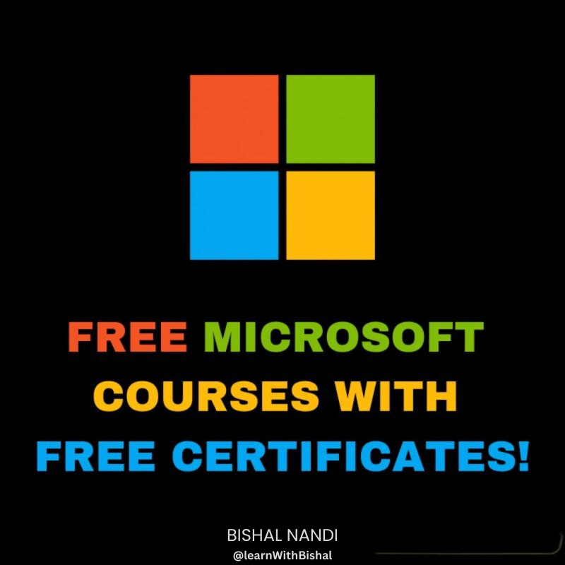 LearnWithBishal's tweet photo. Microsoft is offering FREE online courses with certification.

No Payment Required!

Discover the 14 FREE Microsoft courses to become skilled in 2023 ⬇️

[Bookmark for future reference]

1. Python for beginners

→ 10 Modules
→ 5.5 Hours
→ Beginner Friendly
→ Free Badge

🔗https://t.co/tEDNq5W9yq

2. Microsoft Azure Data Scientist Professional Certificate.

🔗https://t.co/I0RMBMZVq5

3. Microsoft Azure Data Engineering.

🔗https://t.co/JK8m5nbOl3

4. Microsoft Azure Databricks for Data Engineering.

🔗https://t.co/V6UfSprTna

5. Get started with Azure Cosmos DB

→ 06 Modules
→ 01 Hours
→ Intermediate
→ Free Badge

🔗https://t.co/njjCLuCX3Z

6. Microsoft Azure Machine Learning

→ 11 Modules
→ 2.5 Hours
→ Beginner Friendly
→ Free Badge

🔗https://t.co/vxWecPFyAz

7. Get started with Azure Cosmos DB

→ 06 Modules
→ 01 Hours
→ Intermediate
→ Free Badge

🔗https://t.co/hB2pVWwVPs

8. Get started with AI on Azure

→ 10 Modules
→ 01 Hours
→ Beginner Friendly
→ Earn 10XP

🔗https://t.co/yR7b0Z9IMQ

9. Introduction to Data Science with Python

→ 06 Modules
→ 03 Hours
→ Beginner Friendly
→ Free Badge

🔗https://t.co/bXqERJUCMQ

10. Microsoft Azure Fundamentals

→ 04 Modules
→ 2.5 Hours
→ Beginner Friendly
→ Free Badge

🔗https://t.co/poE48eKQnv

11. Secure your cloud data

→ 05 Modules
→ 4.5 Hours
→ Advanced
→ Free Badge

🔗https://t.co/dUs7x107gw

12. Automate development tasks by using GitHub

→ 07 Modules
→ 01 Hours
→ Beginner
→ Free Badge

🔗https://t.co/bqBuwp9VLD

13. Refine and test machine learning models

🔗https://t.co/UQo2uouvSc

14. Write your first code using C#

🔗https://t.co/qG9lFRkK3y

🤝Keep learning and growing with me. Education shouldn't be a business; it should be for everyone.  

📍Join me by following ➡ @LearnWithBishal and never miss out on any resources and learning opportunities.

#Microsoft  #LinkedIn