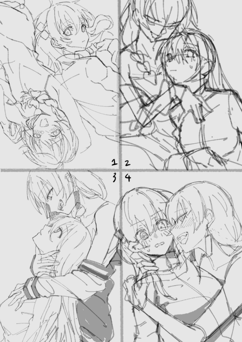 新刊表紙描くときにね～どれがいい～??ってやってたラフ 