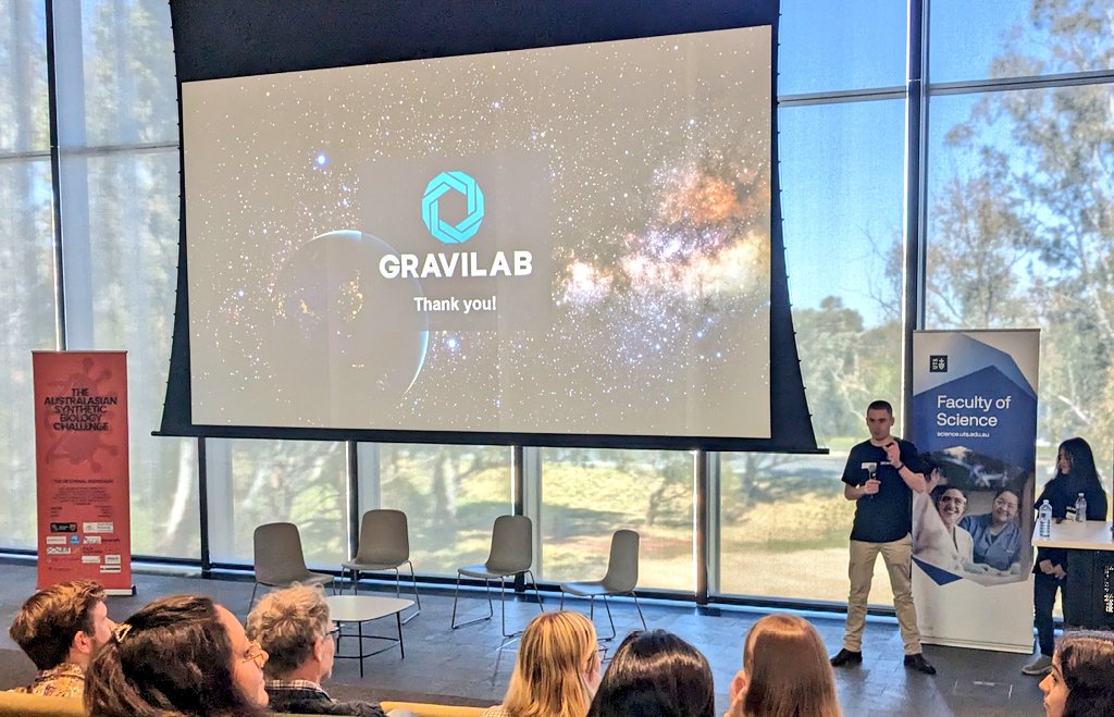 Dr_Andrew_Care's tweet photo. GRAVILAB! 🌌 🚀 🦠 🧪

Super proud of @UTS_Science's Team for presenting their #synbio #research at the @SynBioChallenge Final Showcase!

Big congrats to all the other teams, the  sponsors, and the organisers.

See you in 2024! 😎 https://t.co/5I6nzKEKx5