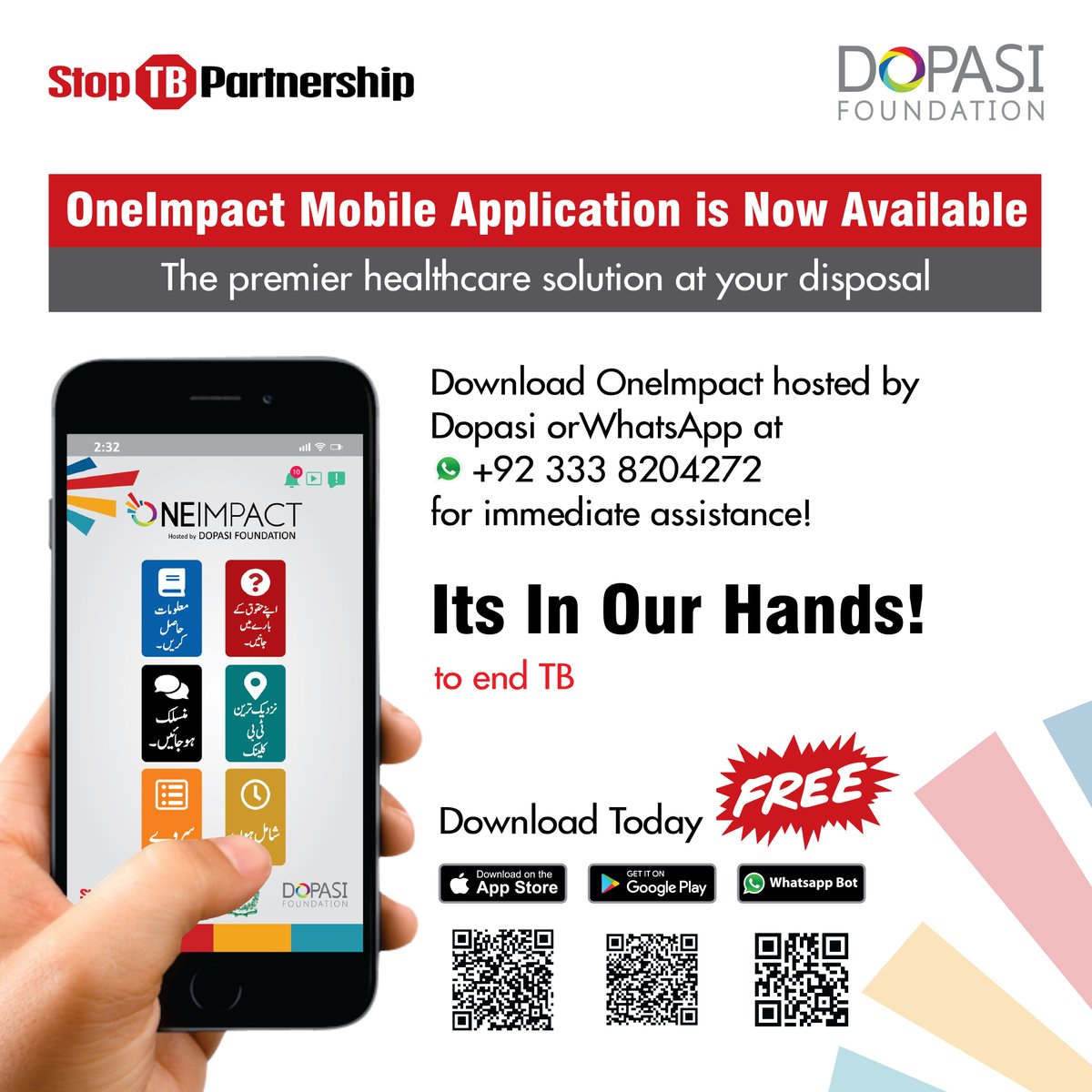 It’s In Our Hands! Healthcare solutions are obtainable within a few clicks through our digital platform OneImpact. It enables us to access information on TB, connects us with the community, locates nearby healthcare facilities, &amp; raises awareness about rights as #TB patients.