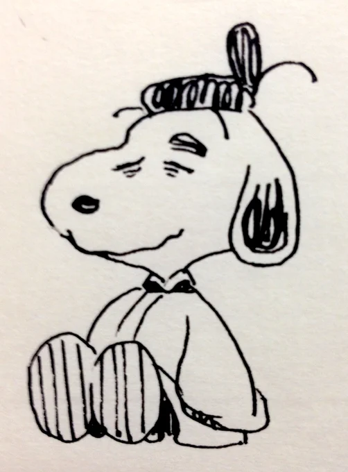昨日スヌーピーの日だったの?早く言ってよ〜(10年前くらいに描いた大江さんです) #スヌーピーの日 