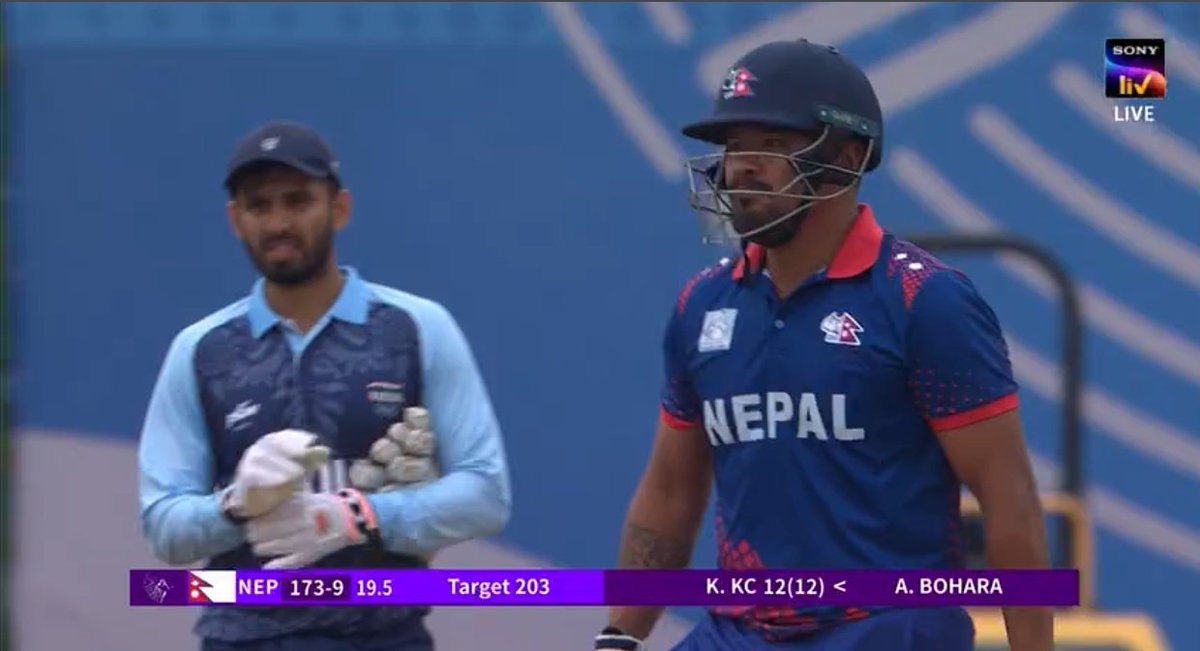 CricCrazyJohns's tweet photo. A proud fight back by Nepal....!!!!

They won both games in the group stage then scored 179 runs against India while chasing 203 runs - Nepal has a bright future in cricket in coming years. https://t.co/CwdEGdWyon
