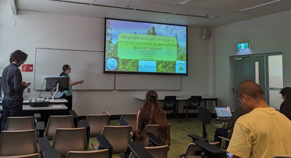 Novel research proposal presented by newest PEQR member and Honours student Catherine! Contributions of spent coffee-ground #compost on #IndustrialHemp yields 🌿
@UTSEngage @FRTorpy @LabHydroculture @RHC_Fleck @CamposCoffee #BelubulaHempHomes