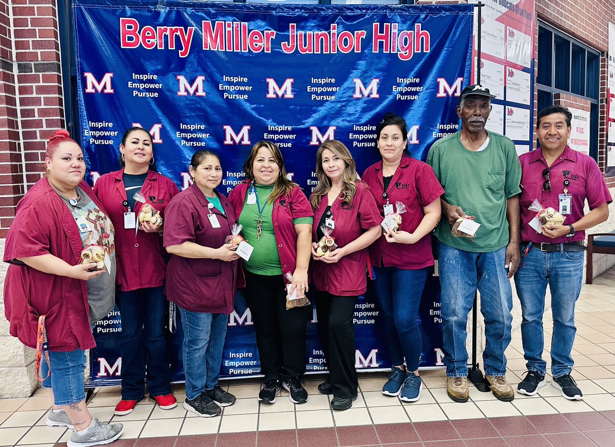 These are the #UnsungHeroes of our campus. The work they do to keep Bobcat Country clean & safe for all students & staff is astronomical. We deeply appreciate them for the safe space to learn, grow & work. Happy #CustodianAppreciationDay! ❤️💙🐾🧹 #Believe #WeAreMiller