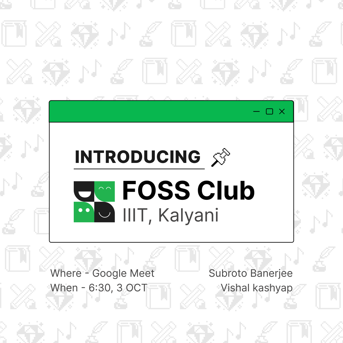 Subroto0108's tweet photo. π£Join us for a dive into the world of Free and Open Source Software(FOSS)at IIIT Kalyani
We're thrilled to introduce FOSS Clubs IIIT Kalyani,a dynamic initiative by @FOSSUnited ,and we're proud to stand alongside institutions like IIT Kharagpur in this movement.
#FOSS #FOSSClubs https://t.co/rF3KSEnt68