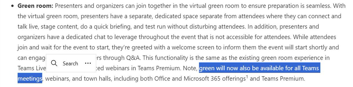 I am not sure if everyone noticed that but the green room functionality will be added to Teams meetings🎉
The screenshot is from the Town Halls announcement post