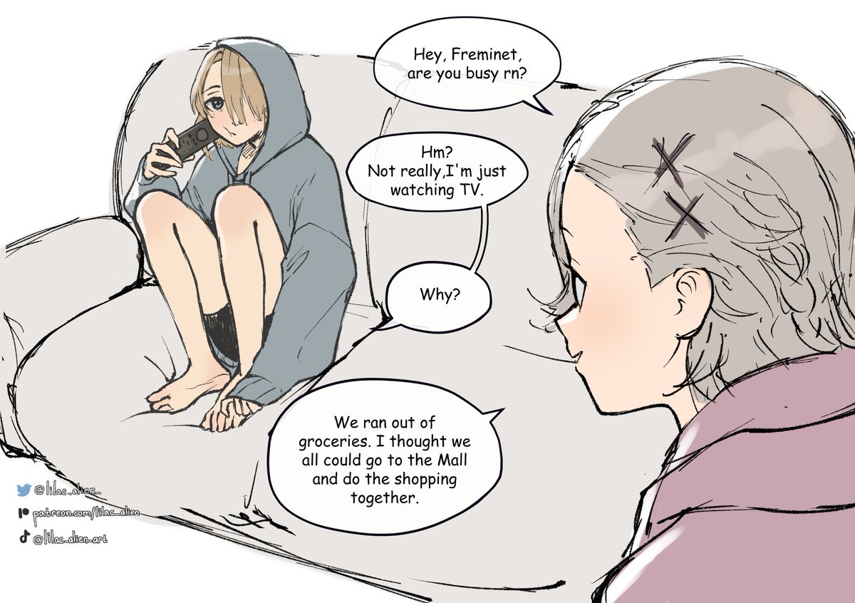 lilac_alien_'s tweet photo. this is how you live with introverts, poor Lyney (ew shopping)
#GenshinImpact #Lyney #Linnet #Freminet #GenshinMemes #ArtistOnTwitter https://t.co/E1dTjSfbZI