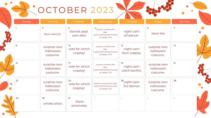 Tentative October schedule https://t.co/WiQj6ZzaT9