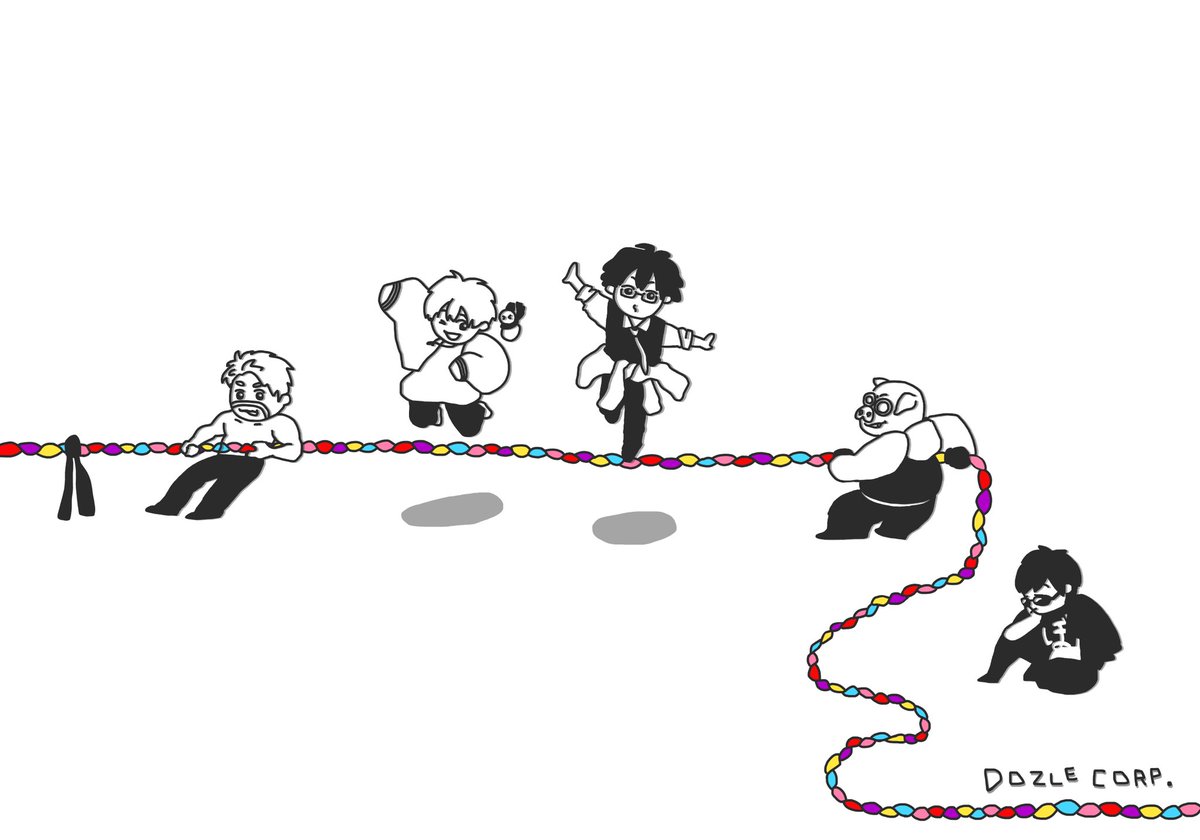 ドズル社イラストレーターTシャツのデザイン😊綱の色がメンバーカラー