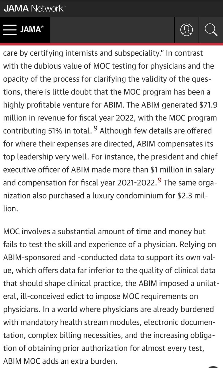 Benefit vs Burden of MOC in JAMA Why doesn’t the AMA step up to the plate to #EndMOC ? jamanetwork.com/journals/jama/…