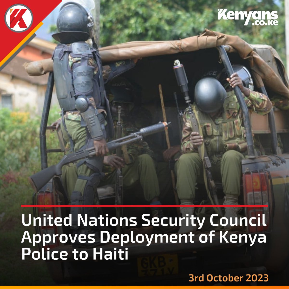 United Nations Security Council approves deployment of Kenya Police to Haiti