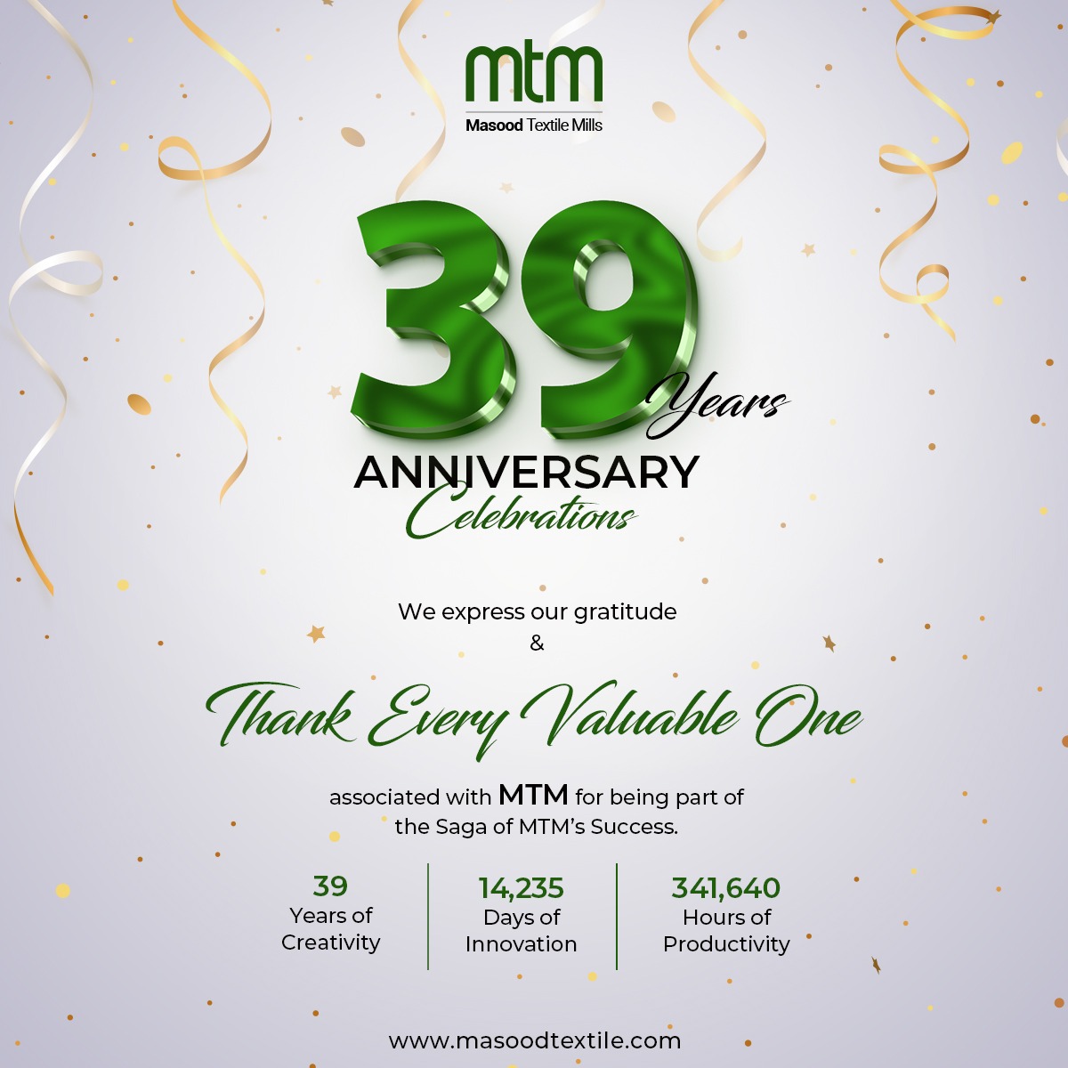 As MTM celebrates its 39th year, we take a moment to reflect on the passage of time and the incredible journey we have embarked upon. 

Thanks to everyone who stood fast with us in this journey.
 #corporatehr #corporatecommunications #thankyou