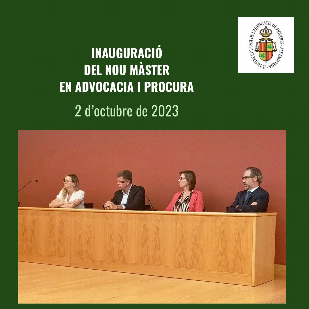 icafigueres's tweet photo. 🧑🏻‍🎓Inauguració del nou Màster en Advocacia i Procura, impartit per la @Udgfdret conjuntament amb l’ @icagirona , l’ @icafigueres , l’ @advocatsvic i el Col.legi de Procuradors de Girona.

✨ Sort i molts d’èxits als estudiants ☘️

#ICAFI #Figueres #Master #UdG #Advocacia #Procura https://t.co/U0FK8HoLQ1
