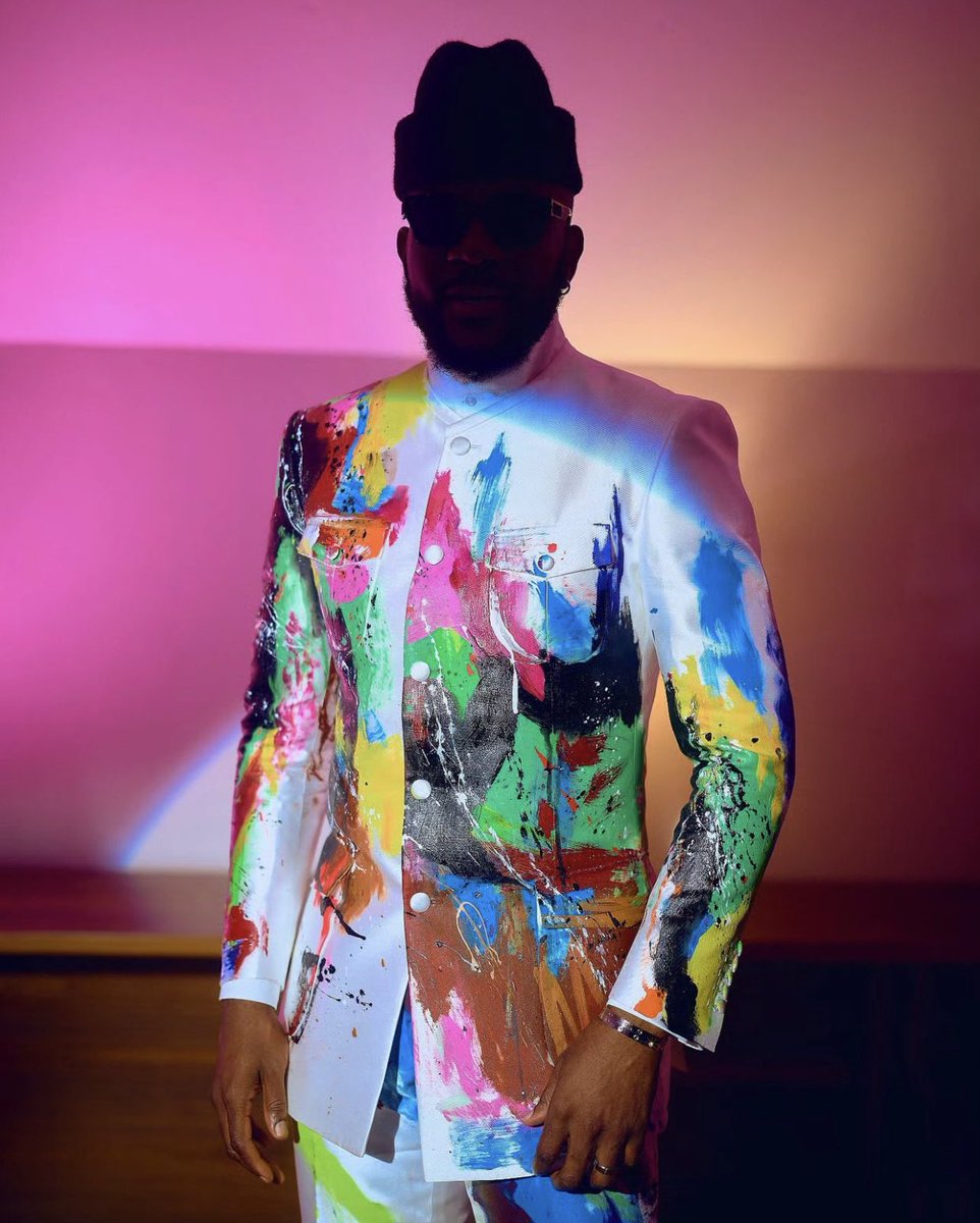 drickystickman's tweet photo. @Ebuka bodying this custom hand painted suit designed by @Mai_Atafo and I, for the @BBNaija allstar finale 🔥 https://t.co/lSr87zWK0f