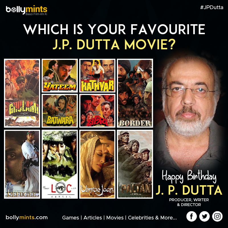 Wishing A Very Happy Birthday To Producer, Writer & Director #JPDutta Ji !
#HBDJPDutta #HappyBirthdayJPDutta #JPDuttaMovies #BindiyaGoswami #OPDutta #NidhiDutta #SiddhiDutta
Which Is Your #Favourite J.P. Dutta #Movie?