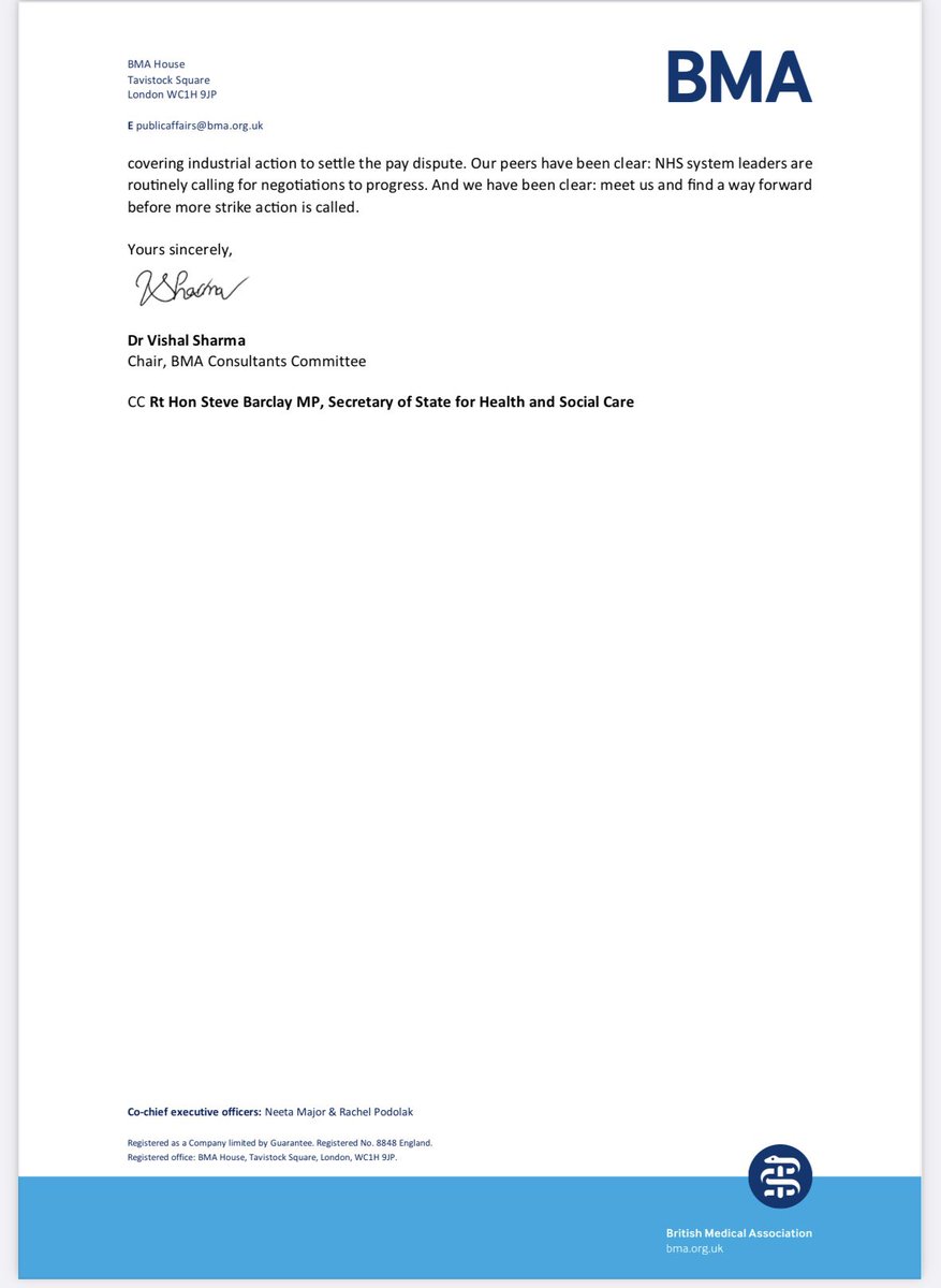 goldstone_tony's tweet photo. NEW: @BMA_Consultants offer to suspend calling new strike dates till 3rd Nov for pay negotiations (with @acasorguk) to get a credible offer by then, else strikes in Nov / Dec- see @ft and full letter 👇

Media release: https://t.co/Antr3J3tTu https://t.co/6hD1V38oy7