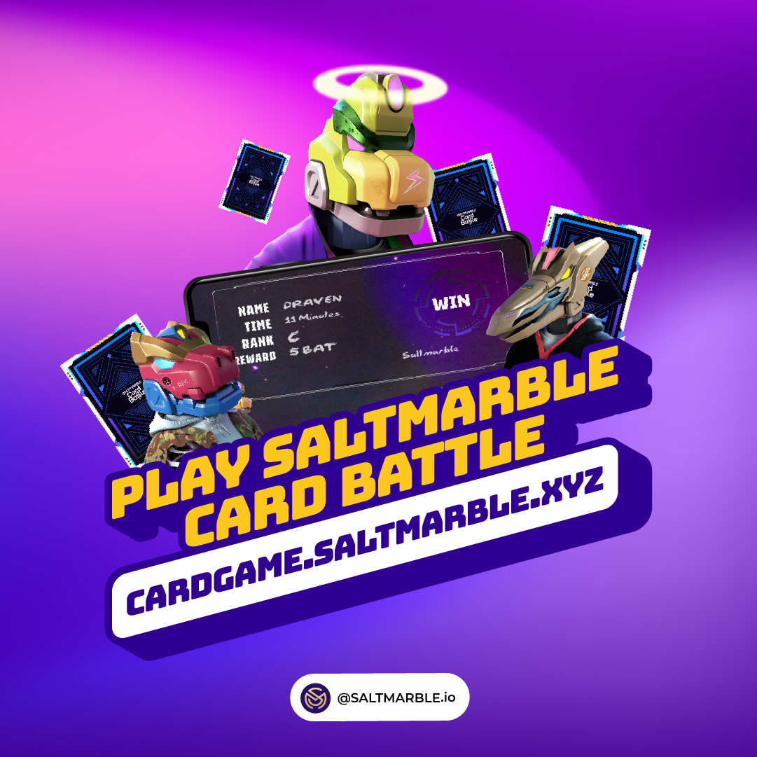 saltmarble's tweet photo. Play Saltmarble Card Battle, and let your victories unlock amazing rewards!
Ready to conquer the game? Start here: https://t.co/Q7I11AlB4u
#Saltmarble #NFTGame #Web3Gaming #NFT #CardBattle #CardGame #SML https://t.co/ARvtmpCNp6