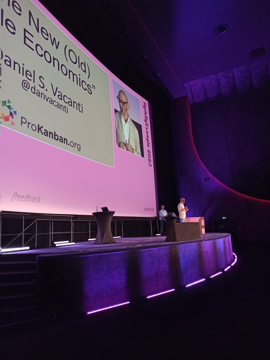 prokanban's tweet photo. The New Agile Economics by @danvacanti at @agilebyexample Conference 🎉🎉

If you're there, come see us to throw some dice 🎲🎲 and talk flow metrics!

#prokanban #abe #probability https://t.co/BZYA9zpi6w