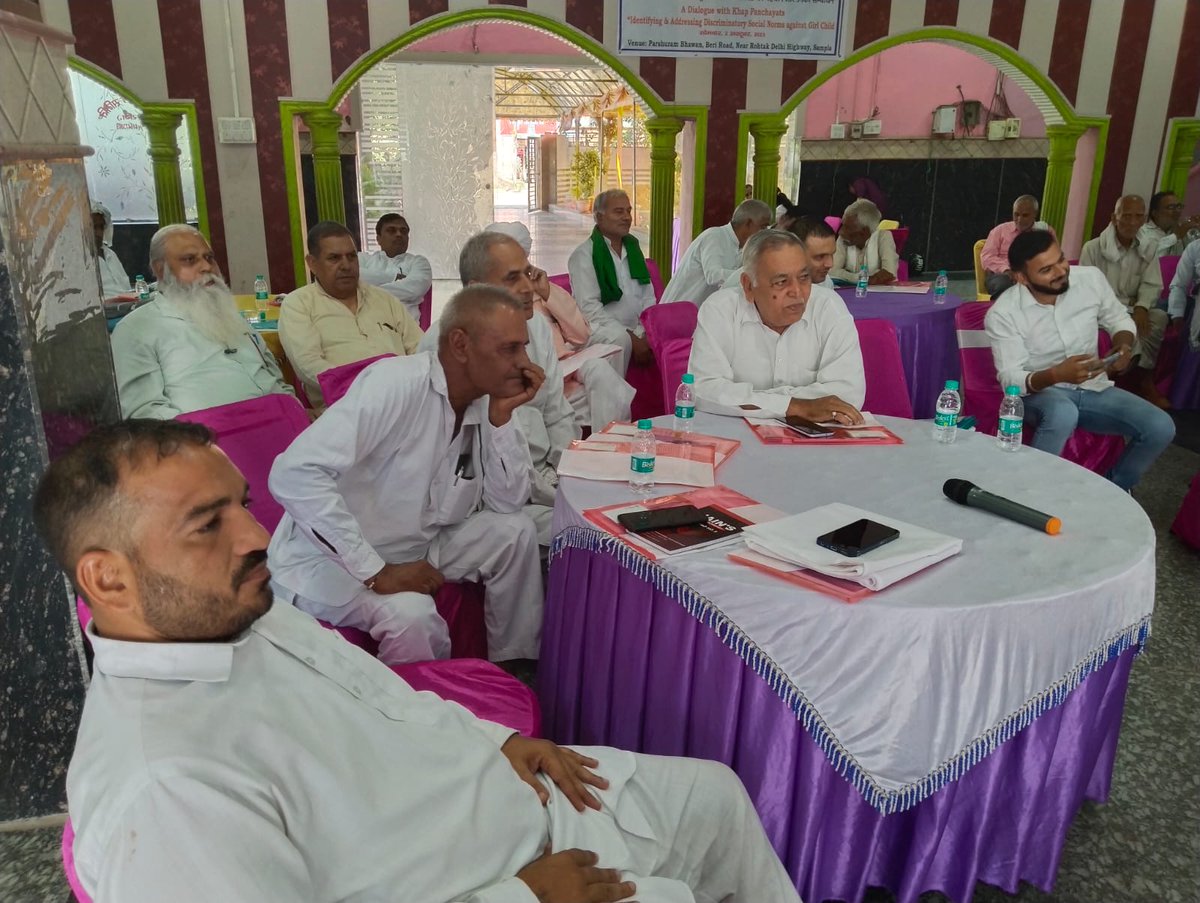 A dialogue with Khap Panchayats was held on 2nd Oct in Rohtak with the aim to identify and collectively address the discriminatory norms that promote son preference and daughter unwantedness. The dialogue involved 60 Khap representatives from 19 different Khaps of Haryana &amp; UP.