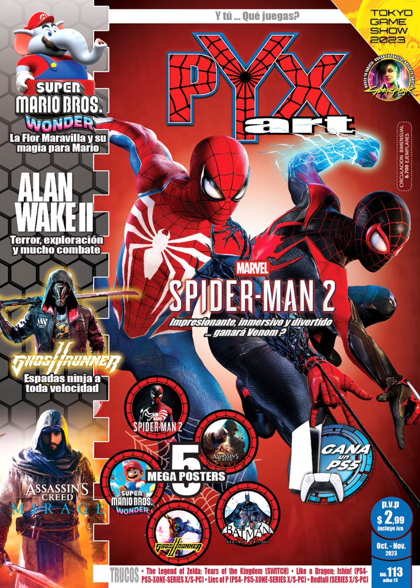PyxArt's tweet photo. Hola a todos ¡!! Chicos y Chicas Gamers del Ecuador! Llegó la edición no. 113 RECARGADA ! (Octubre – Noviembre 2023), a nivel nacional desde el 12 de Octubre! Gracias por apoyar al producto ecuatoriano ! #revistapyxart #pyxart #lamejorrevistadelecuador #ecuador https://t.co/WnceTECAZr