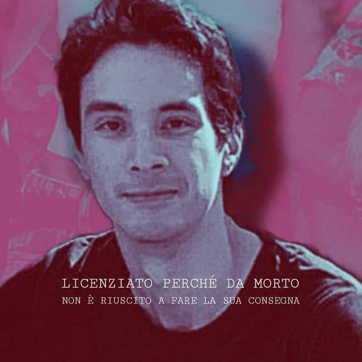 GiovannaMancino's tweet photo. Si chiamava Sebastian Galassi, aveva 26 anni e lavorava a Firenze come rider per Glovo.
La sera del 2 ottobre era in ritardo su una consegna e Glovo lo ha licenziato immediatamente.
Non sapevano che Sebastian era morto nell’ospedale di Careggi  perché travolto da un suv. https://t.co/uUF9C2quJp