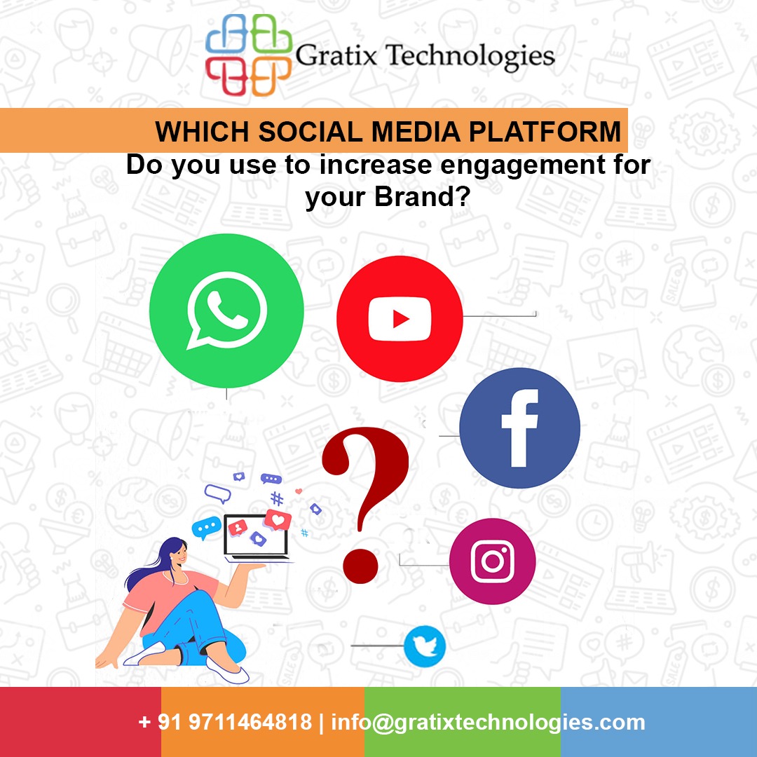 GratixTech's tweet photo. There are many types of social media. But the ones you should use for your business depend on what kind of business you have.

For any digital marketing services,
Feel Free to contact us at +91 9711464818
or visit our website https://t.co/retE3TS2Om

#gratixtechnologies https://t.co/qf148fOTGz