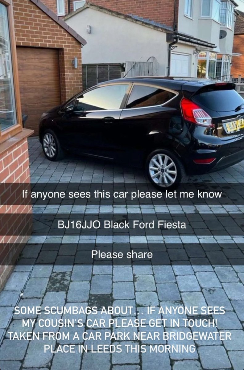 Lady_Jay_Bee3's tweet photo. My friend's cousin's car was nicked yesterday from Leeds if you can keep your eyes open for it please and thanks. https://t.co/78lIpD6ztw