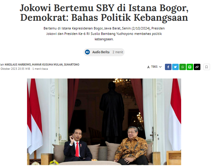 Kok tumben2an <a href="/jokowi/">Joko Widodo</a> ajak SBY ke Istana? Kode keras nih pasangan <a href="/prabowo/">Prabowo Subianto</a> <a href="/erickthohir/">Erick Thohir</a>. Soalnya keduanya sudah sering bgt diendorse Jokowi

<a href="/Kanseulir/">Ｋａｎｓｅｕｌｉｒ</a> <a href="/GolkarSolid/">GS24</a> @mapplecrush 

kompas.id/baca/polhuk/20… vt.tiktok.com/ZSN8w9j6W/