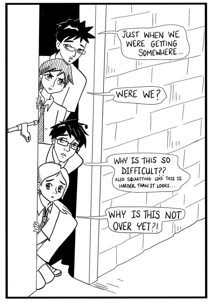 sosaurus's tweet photo. #inktoberday3

Is there any actual point of one person keeping watch if everyone is going to pile on the door to see what the person keeping watch is seeing :p but children are stupid.

This year I am sharing 31 finished vignettes from a comic book I started when I was 14. https://t.co/obpkIkglPH