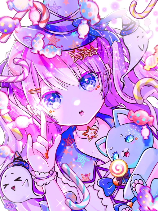 キラキラマジカル•*¨*•.¸¸☆*・゜ゆめかわハロウィン飴よ降れ〜投稿しました #アイビス #イラスト #ハロウィン #ゆめかわ 