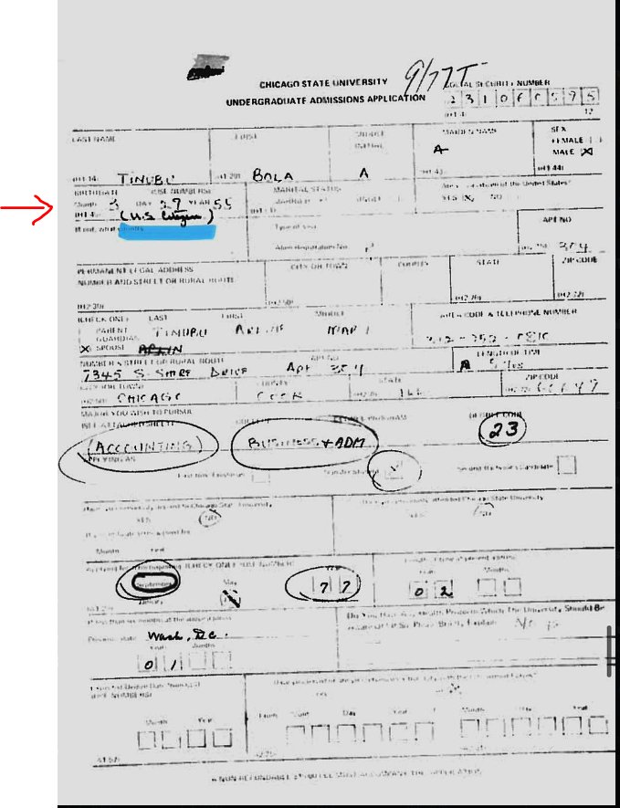 UkomahM's tweet photo. Tinubu's date of birth on his passport is 1952. On his transcript the date of birth is 1954. On his CSU Application form, the date of birth is 1955.

One Papa, 3 Date of Birth.

#TinubuMustResignNow 
#ImpeachBolaTinubuNow https://t.co/7WBhs9HfBI
