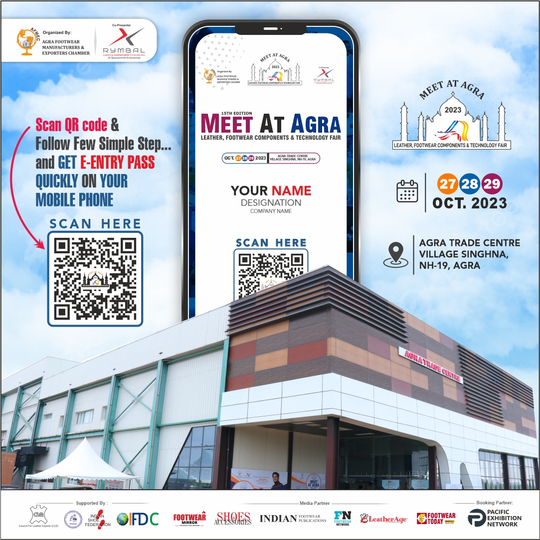meetatagr's tweet photo. SAVE THE DATE Oct . 27th to 29th, 2023. "Meet at Agra 2023" India's Biggest Leather, Footwear Components &amp; Technology Fair Call : 91 9837026771   #MeetatAgra2023 #AFMEC #ISupportMeetAtAgra2023 #LeatherFair #ComponentsFair #G20Summit #azadikaamritmahotsav https://t.co/FsCfidKEUZ